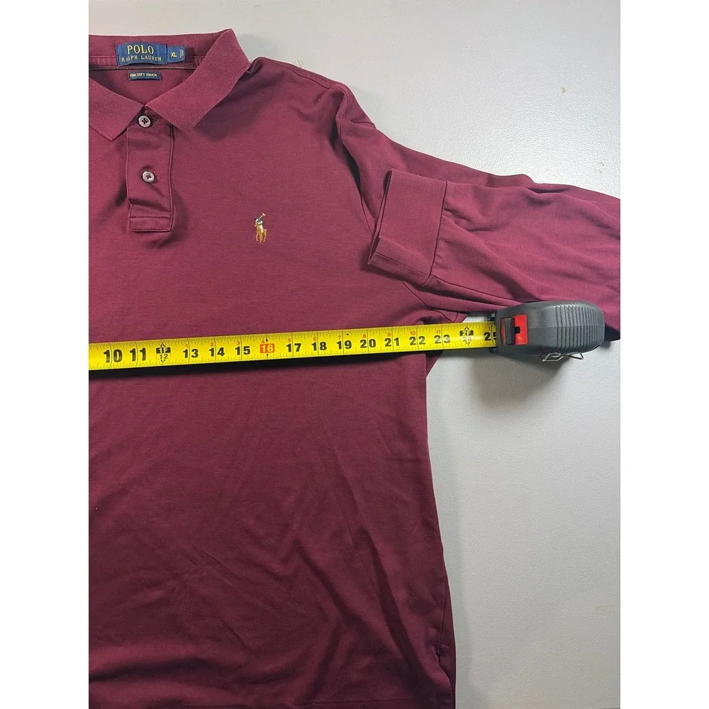 Polo Ralph Lauren Polo Shirt Mens XL Burgundy Long Sleeve Pima Soft Touch Cotton